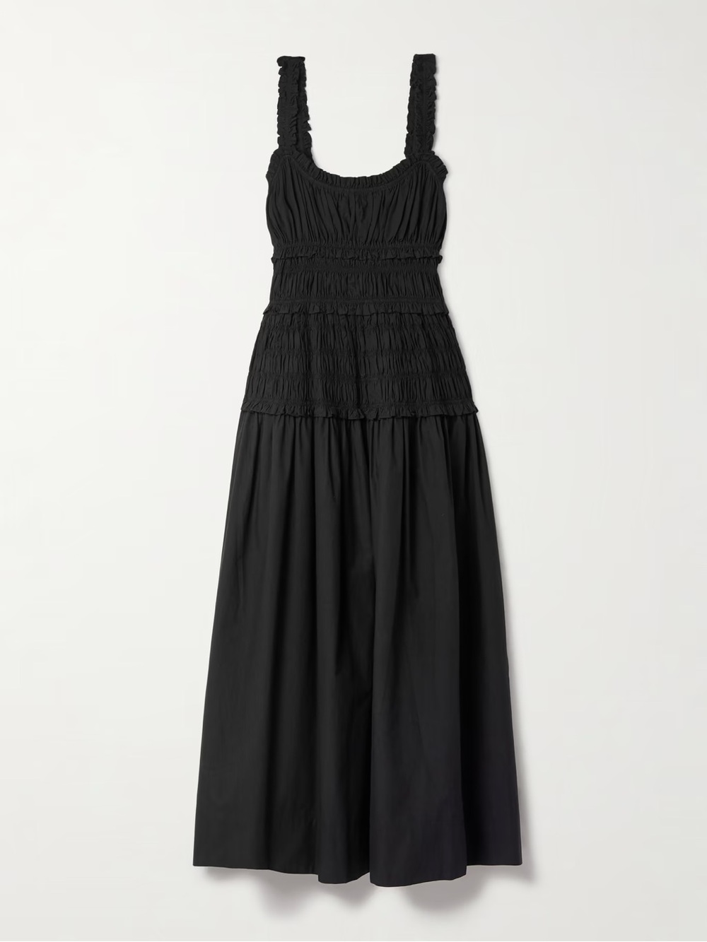 Doen Marianne Shirred Organic Cotton-Poplin Midi Dress Size Extra Small - Picture 3 of 7